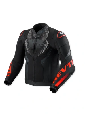 Kurtka motocyklowa skórzana REV’IT! Hyperspeed 3 Air czarno-fluo czerwona
