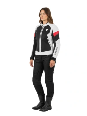 Kurtka motocyklowa damska tekstylna REV’IT! Control Air H2O biało-czarna
