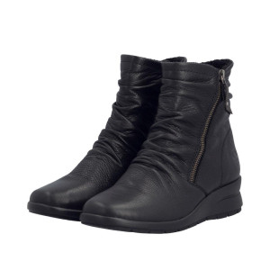 Damskie Botki RIEKER L4864-00 Czarne - Skóra naturalna