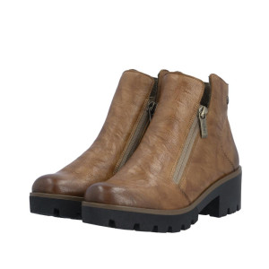 Damskie Botki RIEKER 79254-22 Brązowe - Skóra naturalna