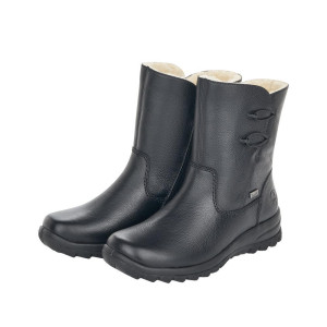 Damskie Botki RIEKER Z7172-00 Czarne - Skóra naturalna