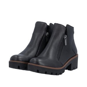 Damskie Botki RIEKER 79254-00 Czarne - Skóra naturalna