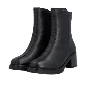 Damskie Botki RIEKER Y5264-00 Czarne - Skóra naturalna