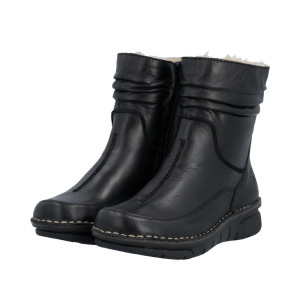 Damskie Botki RIEKER 73366-01 Czarne - Skóra naturalna