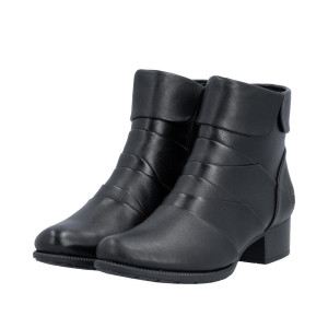 Damskie Botki RIEKER 78665-00 Czarne - Skóra naturalna