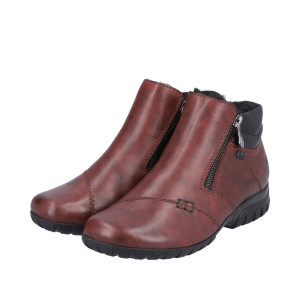 Damskie Botki RIEKER L4655-35 Czerwone - Skóra naturalna