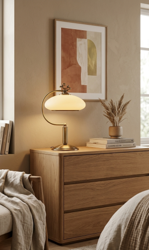 Lampa biurkowa z mosiądzu Róża