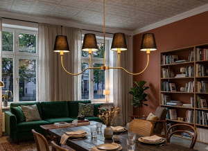 Lampa wisząca 4-punktowa CELESTE z mosiądzu w stylu Modern Farmhouse
