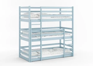 Trojlůžková patrová postel Treko 80x160 Modrá