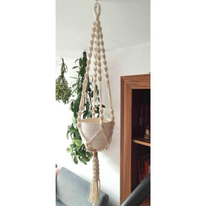 Kwietnik pleciony ze sznurka-makrama - długość 60cm. kwiaty doniczkowe
