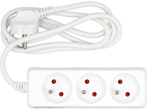 Przedłużacz elektryczny, biały, 3 gniazda z uziemieniem, 1,5m 72500 vorel