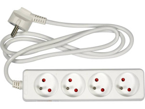 Przedłużacz elektryczny, biały, 4 gniazda z uziemieniem, 1,5 m 72501 vorel