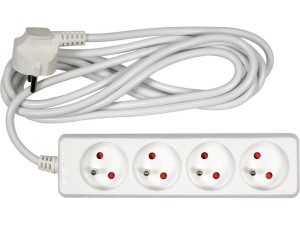 Przedłużacz elektryczny, biały, 4 gniazda z uziemieniem, 3m vorel