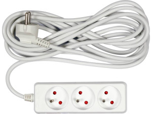 Przedłużacz elektryczny, biały, 3 gniazda z uziemieniem, 5m vorel