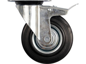 Kółko skrętne z czarną gumą i hamulcem, 75mm 87321 vorel