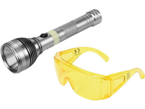 Zestaw latarka uv akumulatorowa 3w i okulary