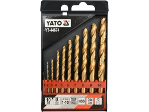 Zestaw wierteł do metalu hss-tin 10szt 1-10mm yt-44674 yato