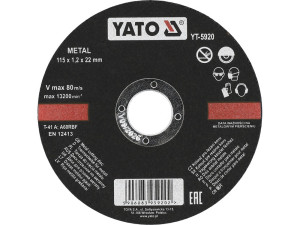 Tarcza do cięcia metalu 115x1,2x22 mm yt-5920 yato