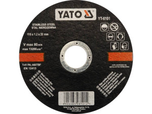 Tarcza do cięcia stali nierdzewnej 115x1.0x22 mm yt-6101 yato