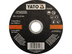 Tarcza do cięcia stali nierdzewnej 125x1,2x22 mm yt-6103 yato