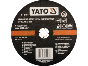 Tarcza do cięcia stali nierdzewnej 230x1.9x22 mm yt-6107 yato