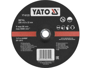 Tarcza do szlifowania metalu 230x6,0x22 mm yt-6125 yato
