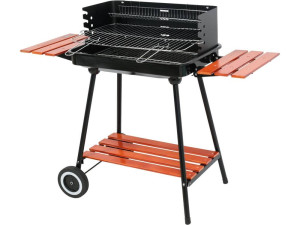 Grill węglowy z półkami, ruszt 53x33cm