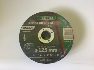 Tarcza do cięcia stali 125x1,0mm płaska inox torro