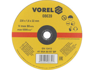 Tarcza do cięcia metalu 230x1,6x22 08639 vorel