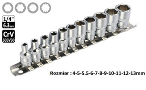 Nasadki na szynie 1/4" 11cz 6-kątne selta