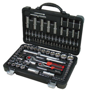 Zestaw narzędziowy 1/4" i 1/2", 108cz grzechotki, nasadki selta