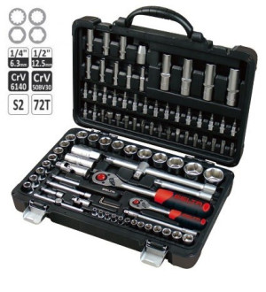 Zestaw narzędziowy 1/4" i 1/2", 94cz grzechotki nasadki selta