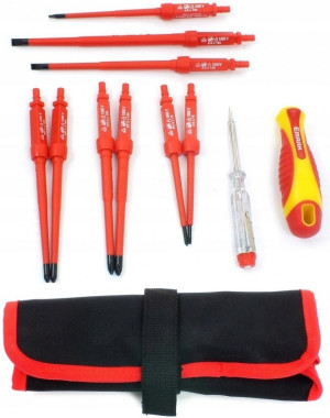Zestaw wkrętaków 10cz. vde + próbnik, etui emark