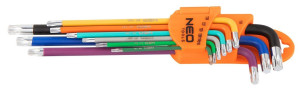 Klucze torx t10-50, zestaw 9 szt., kolorowe imbusy