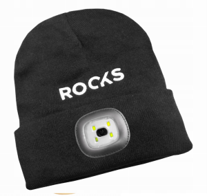 Czapka ciepła zimowa czarna z latarką lampką led usb