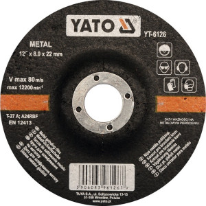 Tarcza do szlifowania metalu 125x8,0x22 mm yato