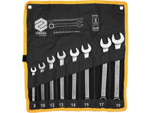 Klucze płasko-oczkowe 6-19mm,cv,kpl. 8szt. satyna, etui 51705 vorel