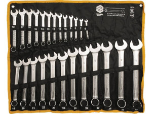 Klucze płasko-oczkowe 6-32mm,cv,kpl.25szt. satyna, etui 51715 vorel