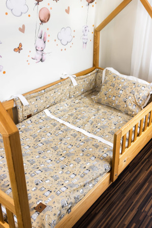 Pościel do łóżeczka 120x90 kremowe wzory bawełna PREMIUM