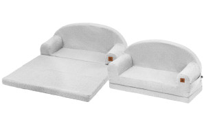 Sofa rozkładana XXL szary baranek | BOUCLE