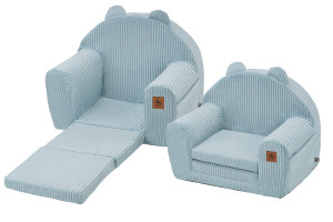 Fotelik rozkładany dla dziecka baby blue sztruks