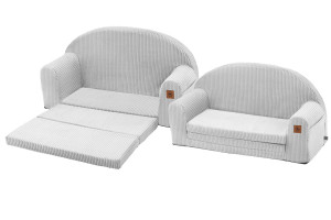 Sofa rozkładana dla dziecka szary sztruks