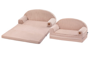 Sofa rozkładana dla dziecka XXL różowy sztruks