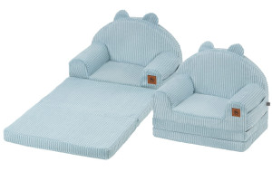 Fotelik rozkładany XXL baby blue sztruks