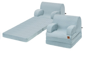 Fotel rozkładany dla dziecka XXL baby blue sztruks