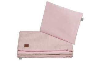 Koc i poduszka waffle pink