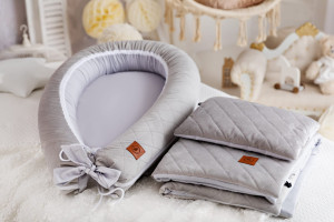 Kokon niemowlęcy z materacykiem MEMORY szary VELVET SOFT