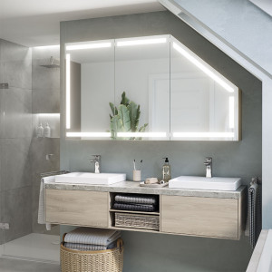 Mobile da bagno a soppalco con specchio LED Ontarios Multi