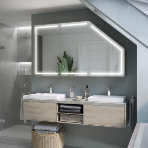 Bathroom loft cabinet with LED mirror Ringos 2 Multi Slim