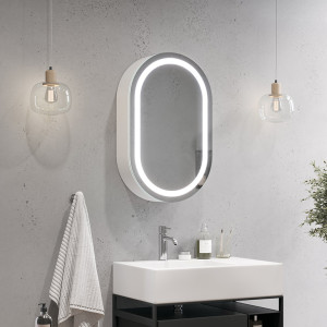 Mobile da bagno in metallo con specchio LED Sevia